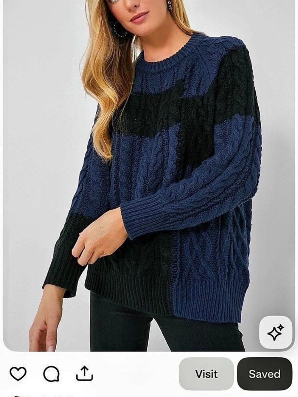 Tuckernuck Navy/Black Patchwork Cable Knit Sweater XL